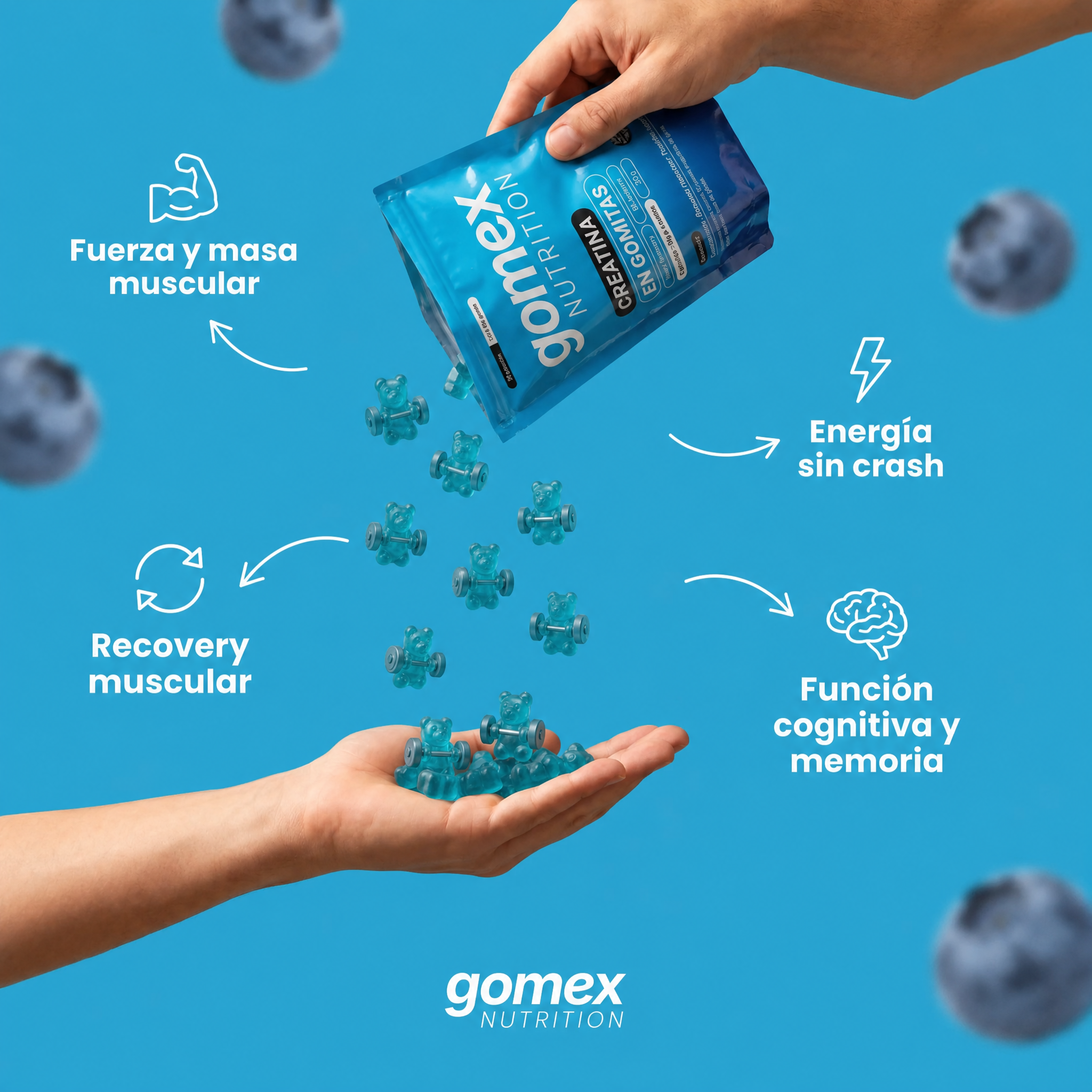 Gomitas de Creatina GOMEX | 5g por Dosis, Sin Polvos
